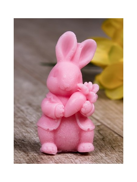 Handmade glycerine soap in the shape of a rabbit.