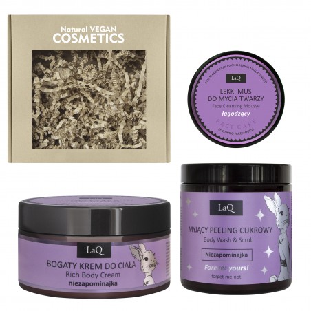 Set: Wash and Scrub Peeling + Body Cream  + Face Cleansing  Mousse FORGET-ME-NOT