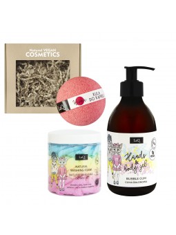 Set: Shower gel for children﻿ + 3-color cleansing body mousse + ﻿Bath bomb - BUBBLE GUM