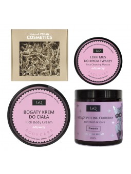 Set: scrub + Body care cream + Face Cleansing Mousse PEONY