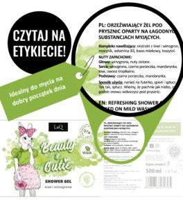 LaQ gel Beauty&Cutie kiwi and grapes label