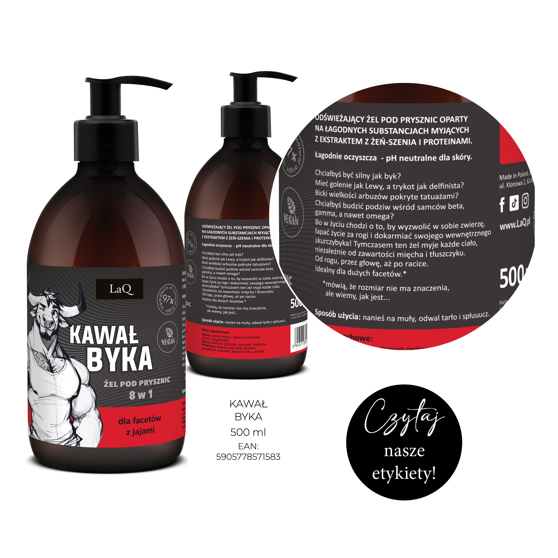 zoom etykiety żelu pod prysznic Kawał Byka