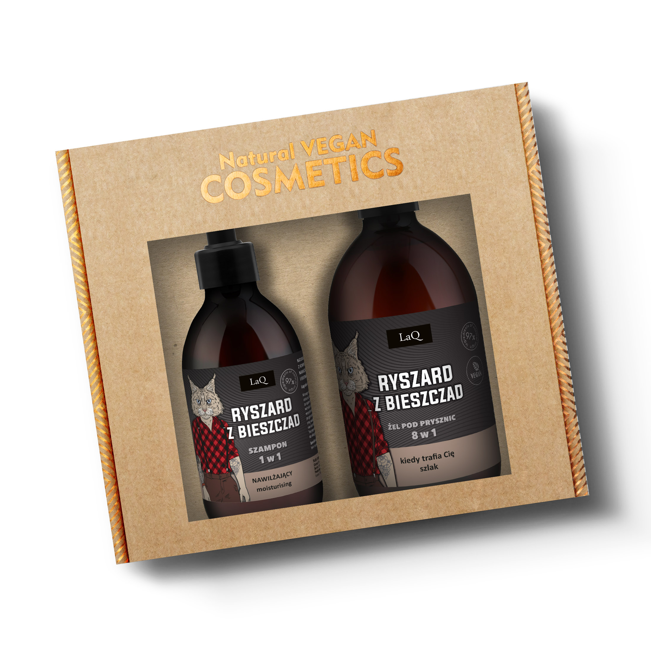 LaQ zestaw żel pod prysznic 500 ml Ryszard z Bieszczad oraz Ryszard z Bieszczad szampon 300 ml w kartoniku na wkładce