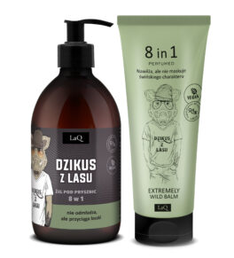 LaQ zestaw Dzikus z Lasu żel pod prysznic 500 ml z czarną etykietą oraz balsam do ciała w tubie 200 ml