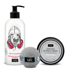 zestaw LaQ dla nastolatka zawiera żel pod prysznic 2w1, kulę kąpielową oraz mus do mycia twarzy