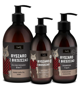 zestaw kosmetyków dla mężczyzn żel pod prysznic szampon do włosów balsam po goleniu ryszard z bieszczad