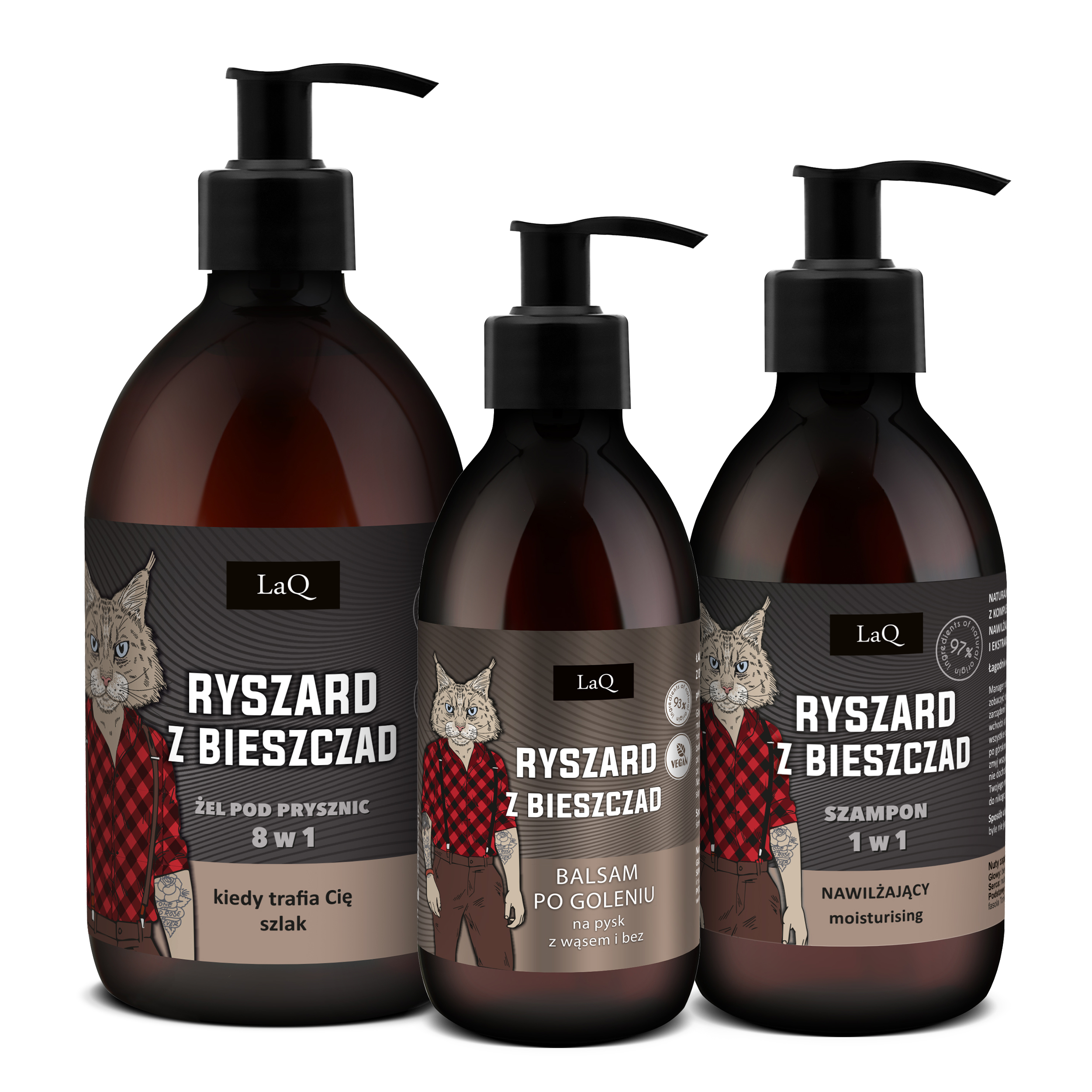 zestaw kosmetyków dla mężczyzn żel pod prysznic szampon do włosów balsam po goleniu ryszard z bieszczad