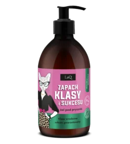 Lag Magnolia Zapach Klasy i Sukcesu żel pod prysznic dla kobiet w butelce 500 ml z pompką oraz różową etykietą z wizerunkiem kocicy