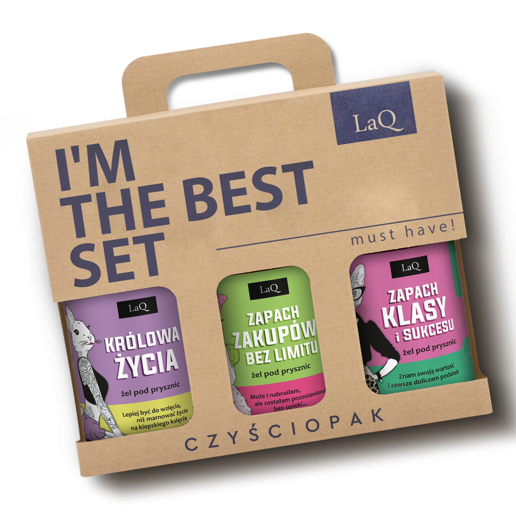 zestaw 3 x 500 ml żeli pod prysznic dla kobiet-zawieraz żel Niezapominajka Królowa Życia, Kiwi i Winogrona Zapach zakupów Bez Limitu oraz Magnolia Zapach Klasy i Sukcesu zapakowane w kartonik z uchwytem