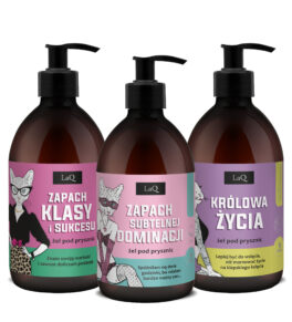 zestaw 3 x 500 ml żeli pod prysznic dla kobiet-zawieraz żel Niezapominajka Królowa Życia, Piwonia Zapach Subtelnej Dominacji oraz Magnolia Zapach Klasy i Sukcesu