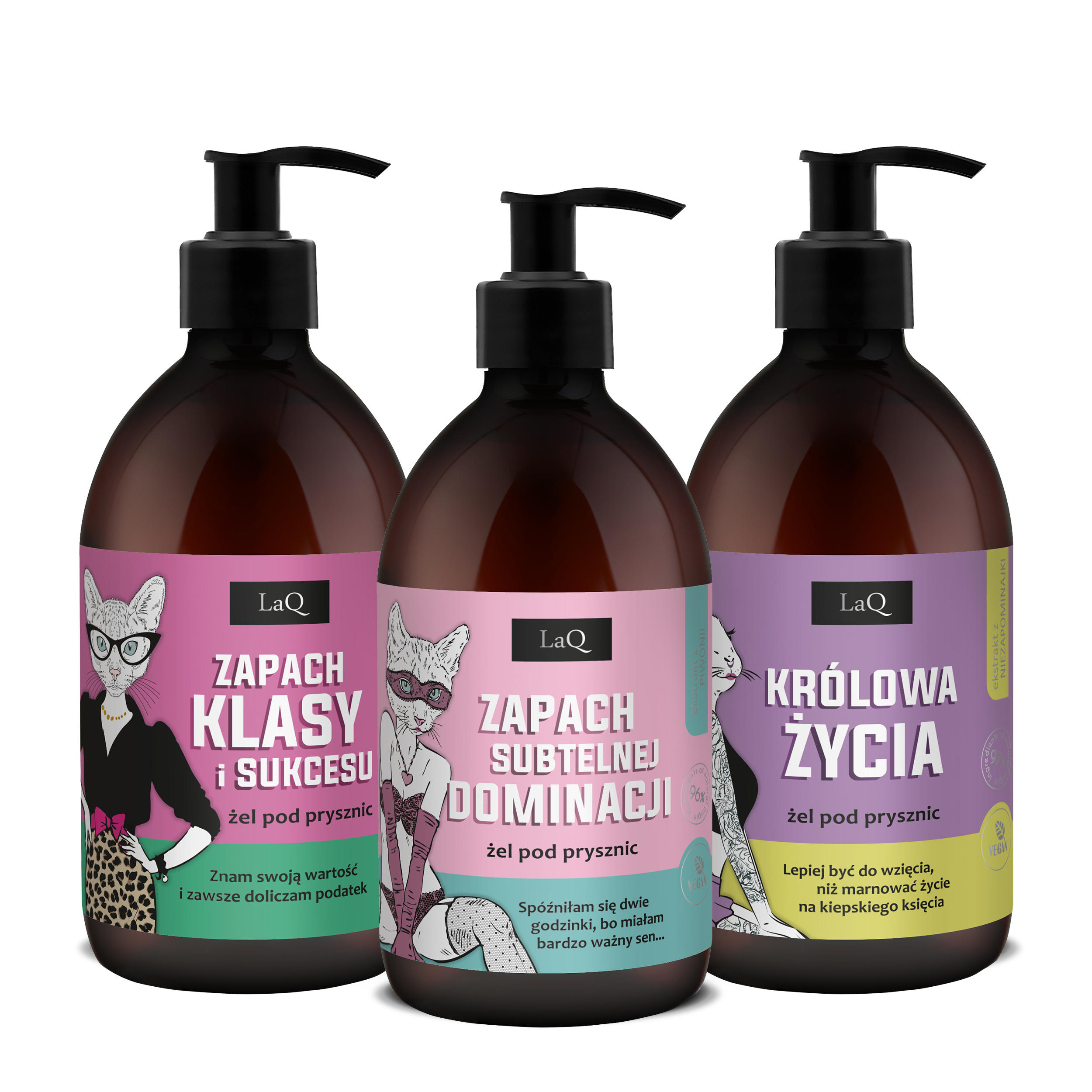 zestaw 3 x 500 ml żeli pod prysznic dla kobiet-zawieraz żel Niezapominajka Królowa Życia, Piwonia Zapach Subtelnej Dominacji oraz Magnolia Zapach Klasy i Sukcesu