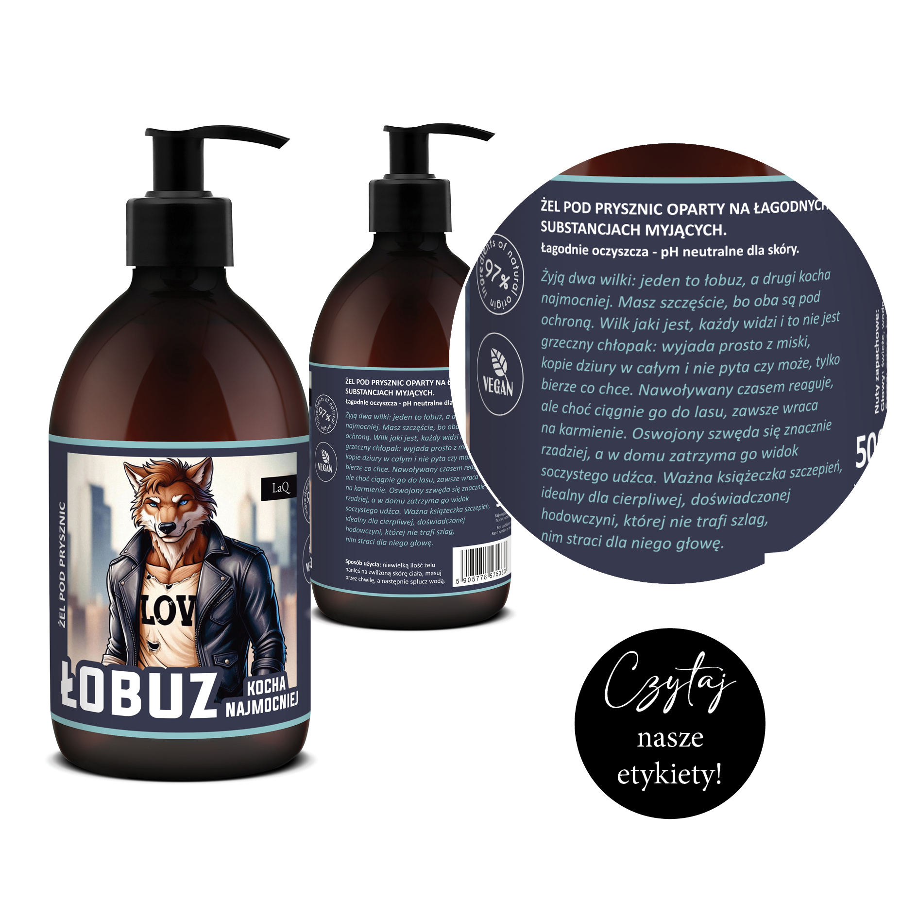 zoom etykiety żelu pod prysznic Łobuz Kocha Najmocniej