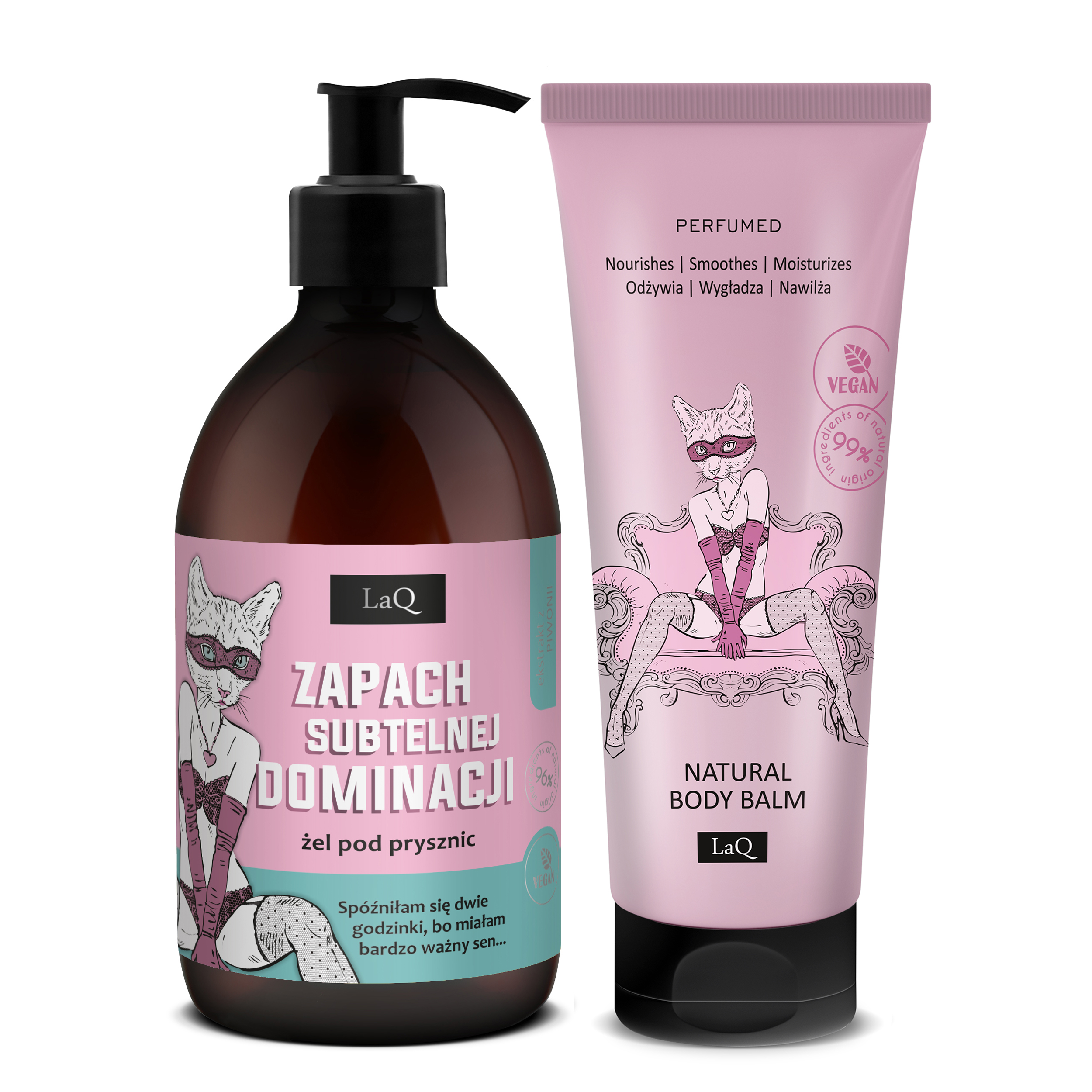 LaQ zestaw piwonia, żel pod prysznic 500 ml Piwonia zapach Subtelnej Dominacji oraz balsam do ciała w tubie 200 ml