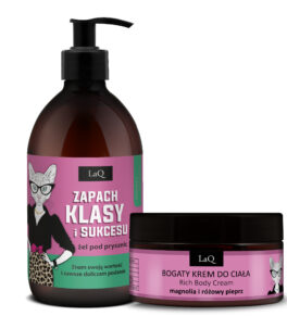 LaQ Zestaw żel 500 ml Klasa i Sukces Magnolia i różowy pieprz bogaty krem do ciała nawilżający 220 g