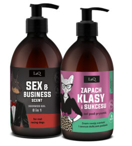 zestaw żeli pod prysznic dla niej i dla niego- żel Zapach Seksu i Biznesu 500 ml dla mężczyzn oraz Magnolia Klasa i Sukces 500 ml dla kobiet