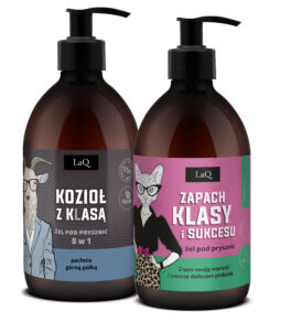 zestaw żeli pod prysznic dla niej i dla niego- żel Kozioł z Klasą 500 ml dla mężczyzn oraz Magnolia Klasa i Sukces 500 ml dla kobiet
