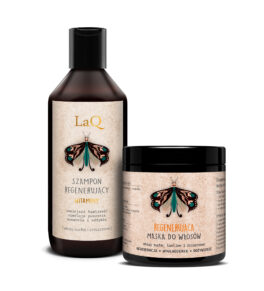 LaQ zestaw Botanic Hair zawiera szampon regenerujący Witaminy do włosów suchych i zniszczonych 300 ml oraz naturalna maska ekspresowa do włosów bardzo suchych i zniszczonych 250 ml
