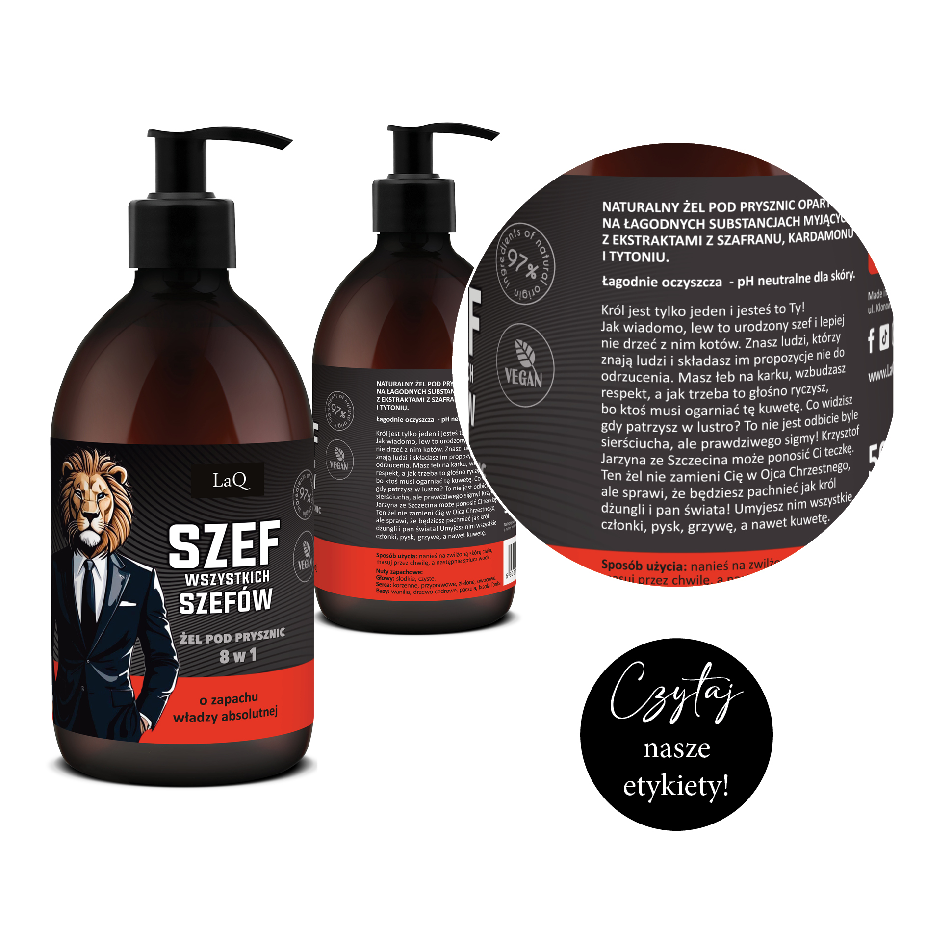 zoom etykiety żelu pod prysznic Szef Wszystkich Szefów