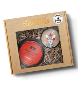 LaQ zestaw Pralinka bogaty krem do ciała relaksujący 220 g oraz masełko do twarzy w słoiczku 50 ml zapakoane w kartoniku na sianku