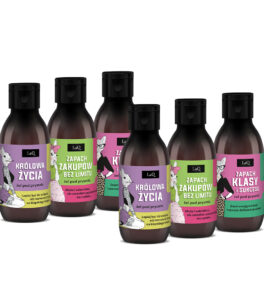 zestaw damskich żeli pod prysznic LaQ 6 x 100 ml, zawiera żel Niezapominajka, Kiwi i Winogrona oraz Piwonia