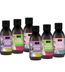 zestaw damskich żeli pod prysznic LaQ 6 x 100 ml, zawiera żel Niezapominajka, Kiwi i Winogrona oraz Piwonia