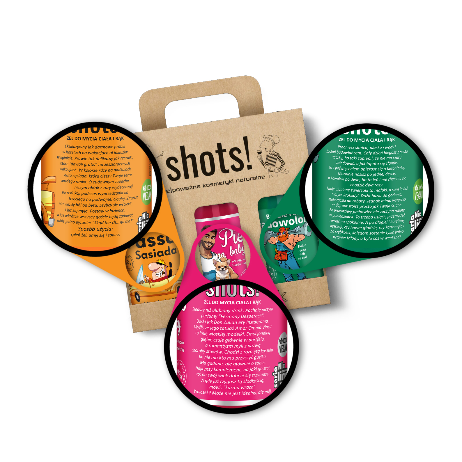 Zestaw żeli pod prysznic CZYŚCIOPAK Shots! MĘSKI – 3 x 500 ml Naturalna Pielęgnacja - obrazek 3