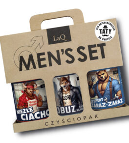 zestaw kosmetyków w kartonie prezent na dzień ojca żele pod prysznic niezłe ciacho łobuz kocha najmocniej ekspert zaraz zaraz LaQ