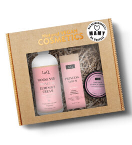 zestaw kosmetyków w kartonie prezent na dzień mamy krem do rąk serum do twarzy mus do mycia twarzy LaQ