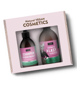 LaQ zestaw Magnolia w różowym kartoniku - zawiera żel pod prysznic 500 ml w butelce z pompką oraz szampon regenerujący 300 ml w butelce z pompką