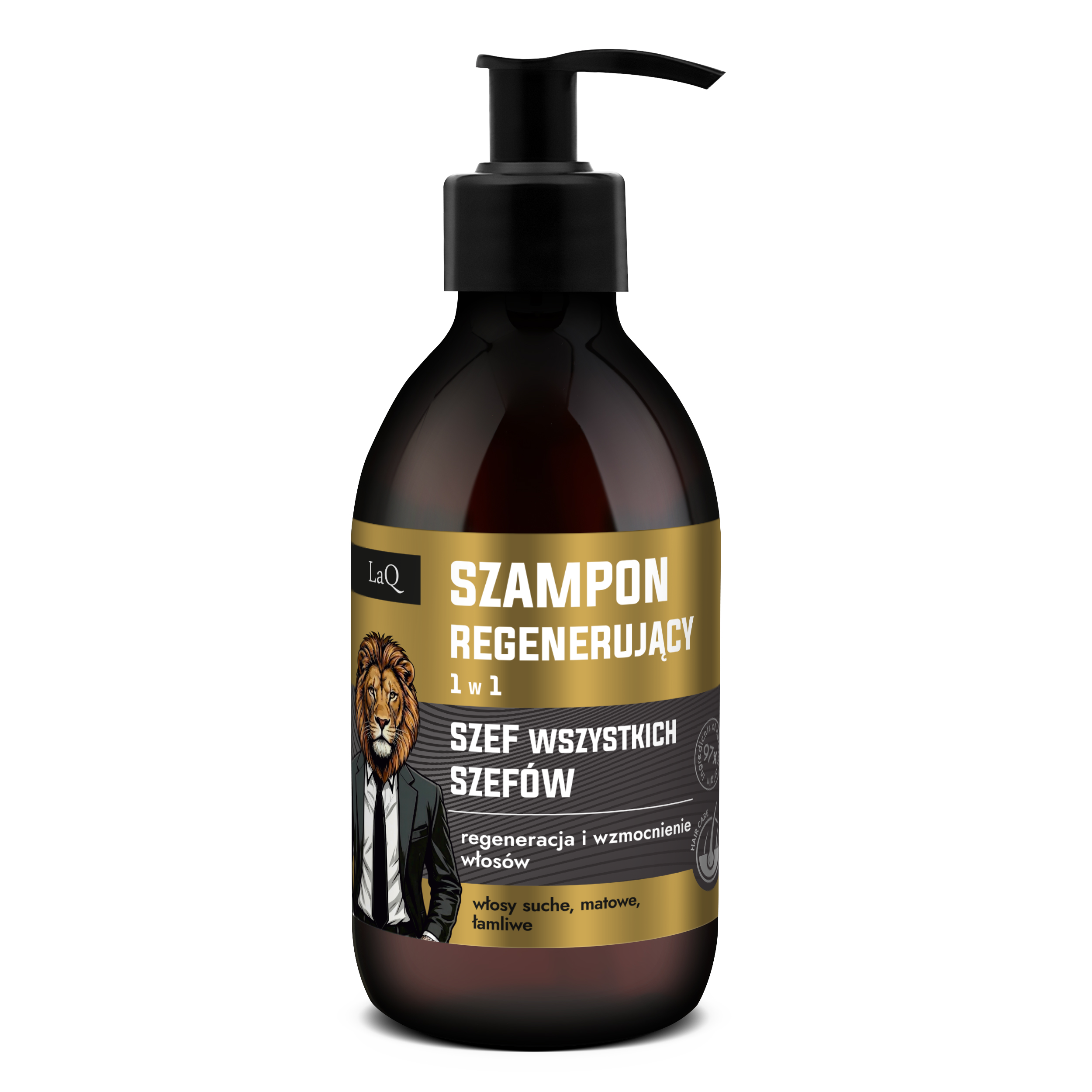 LaQ męski szampon regenerujący Szef Wszystkich Szefów w butelce 300 ml z pompką